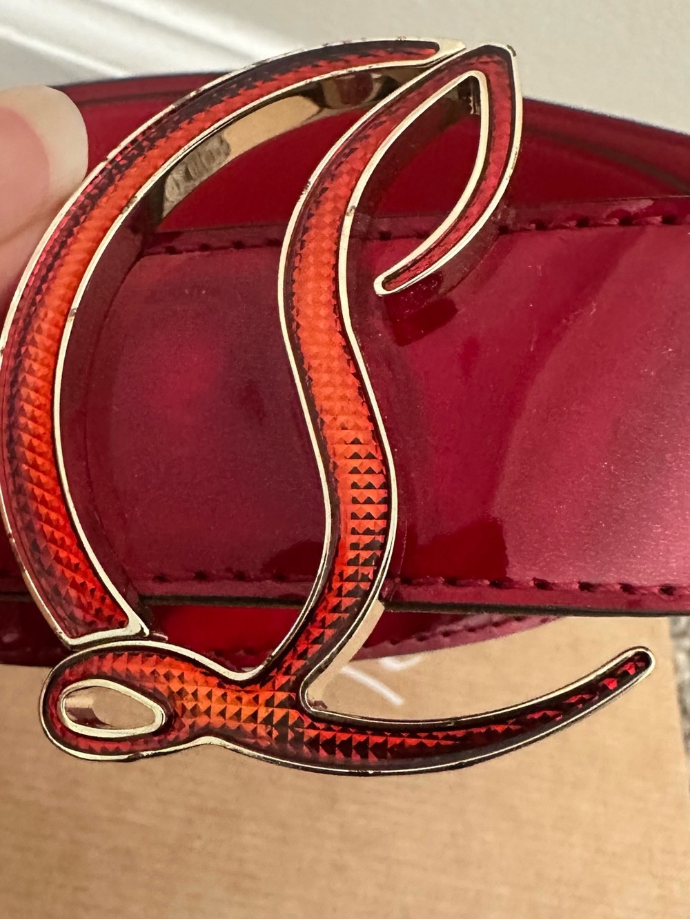 Christian Louboutin Red Patent Leather Belt - Picture 4 of 9